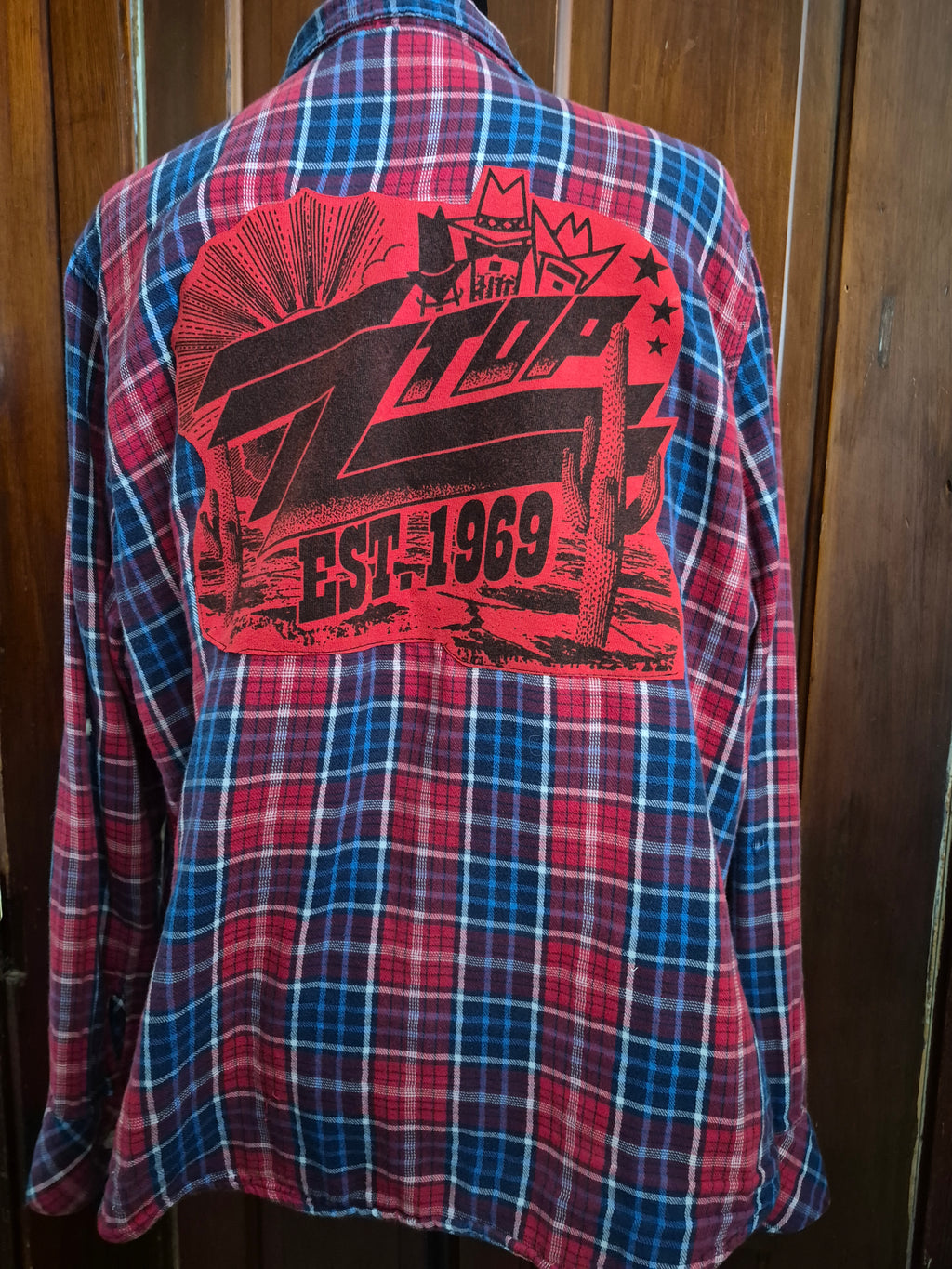 Vintage ZZTop upcycled flannel top